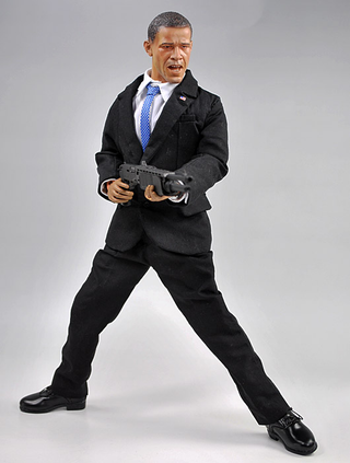 Illustration for article titled Best Obama Action Figure Ever Battles Darth Vader, Terrorists, Dick Cheney